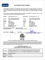Certificate of cETLus For North America(USA and CANADA)